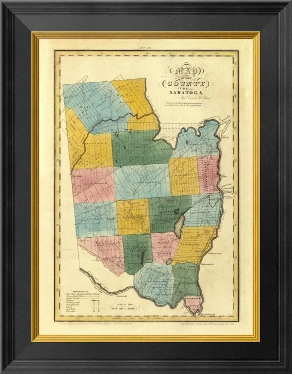 "New York - Saratoga County, 1829" Framed Canvas Giclee by David H. Burr, 16x20"