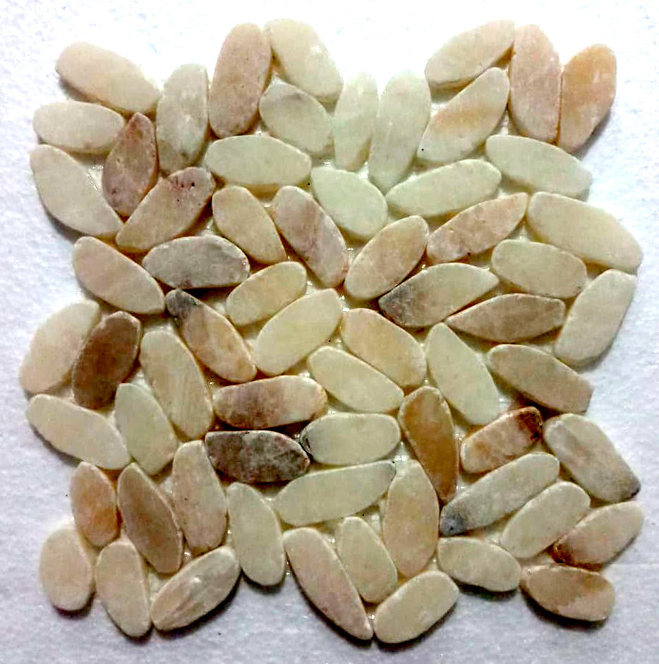 Seamless Mixed Quartz Pebble Tile - Hand-Sorted Natural Stone for Bathroom
