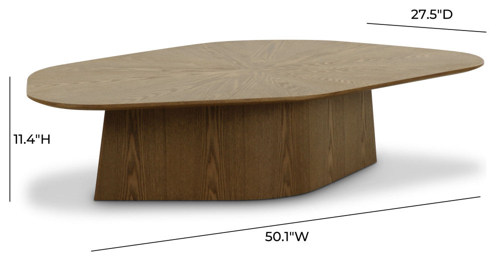 Roche Coffee Table, Brown Ash, Height: 11.4