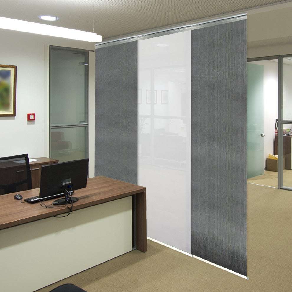 Navajo White-Stormy 3-Panel Track Extendable Vertical Blinds 36-66"x94"