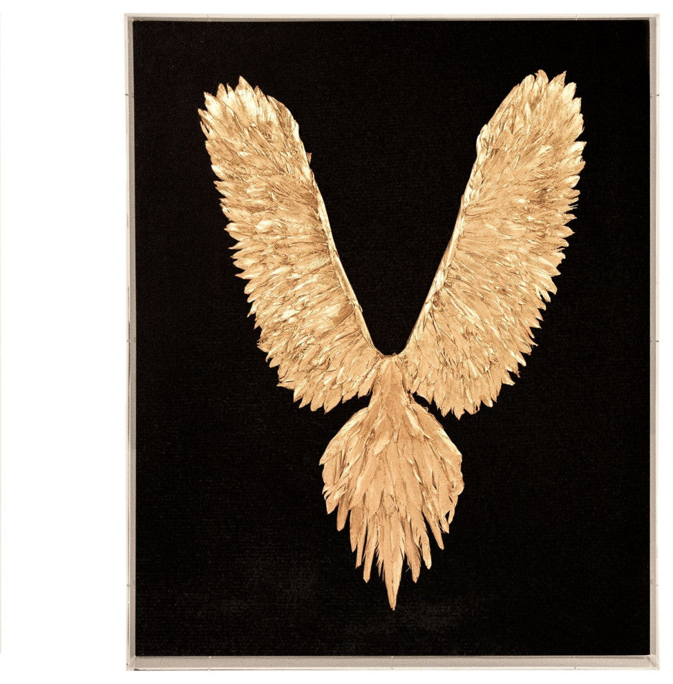 Abstract Gold Leaf Feather Bird Wall Art