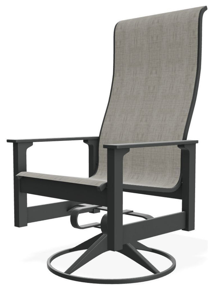 Leeward Sling Outdoor Swivel Rocker, Smoke/Graphite