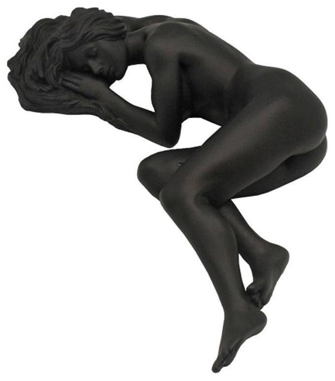 Lying Nude Female Sculpture - Black
