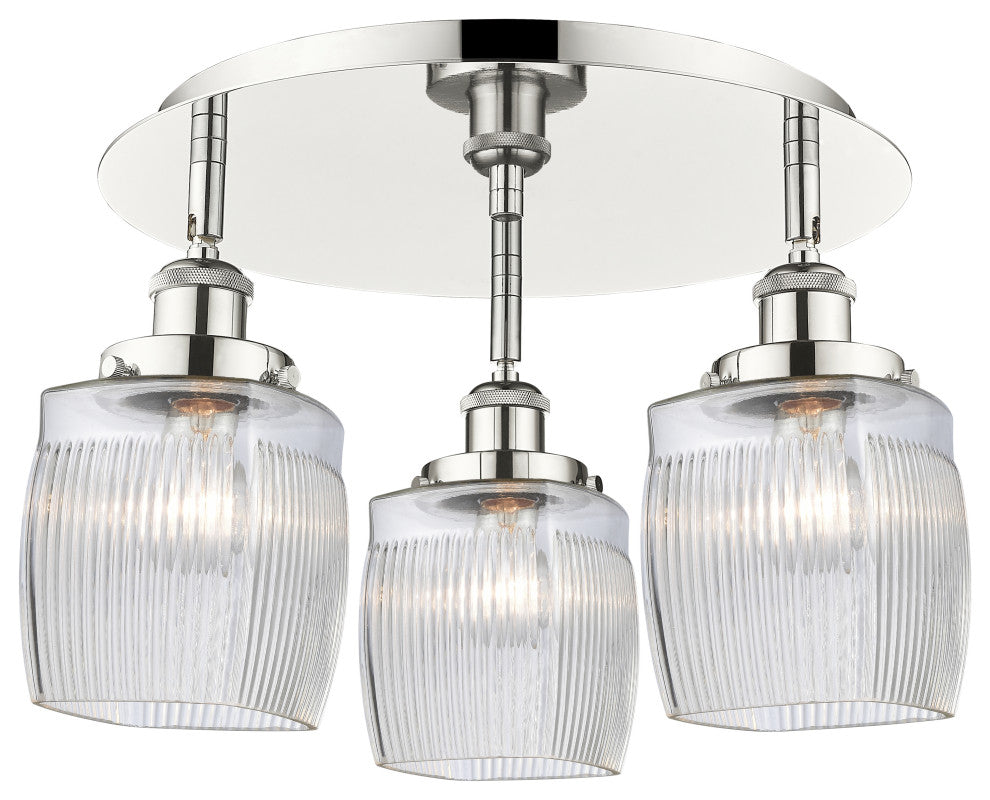 Innovations Colton 3 17.25" Flush Mount Polished Nickel