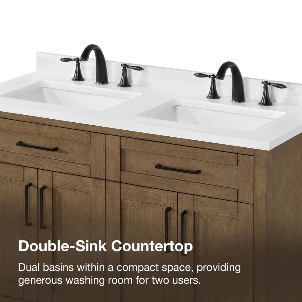 OVE Decors Tahoe 48" Double Sink Bathroom Vanity, Almond Latte
