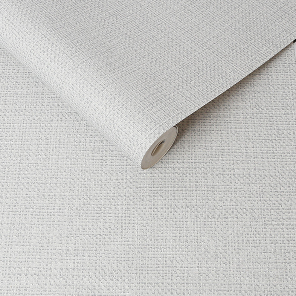 Linen Flat White Wallpaper
