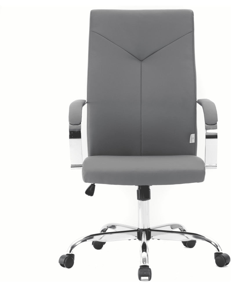 LeisureMod SO19GRL Sonora Modern Grey High-Back Leather Office Chair