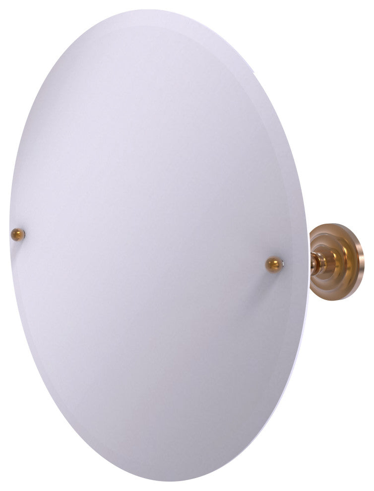 Frameless Round Beveled Edge Tilt Mirror, Brushed Bronze
