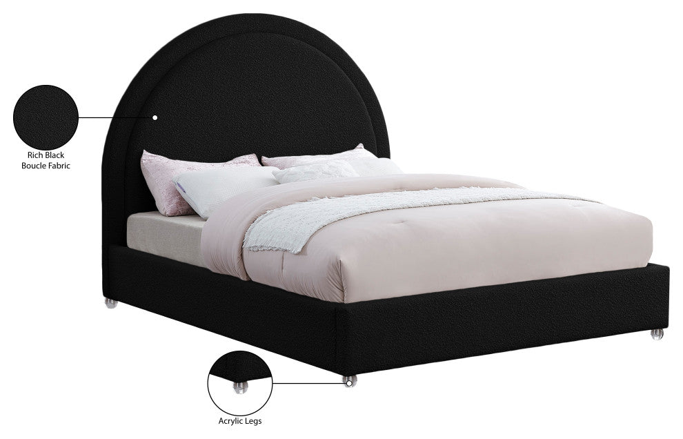 Milo Velvet Upholstered Bed, Black, King