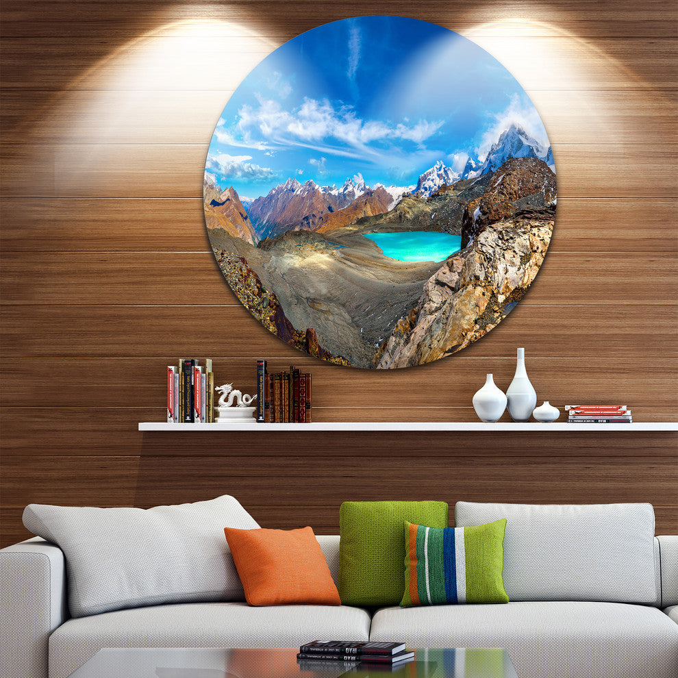 Alps Mountains In Swiss Panorama, Seashore Round Wall Art, 11"