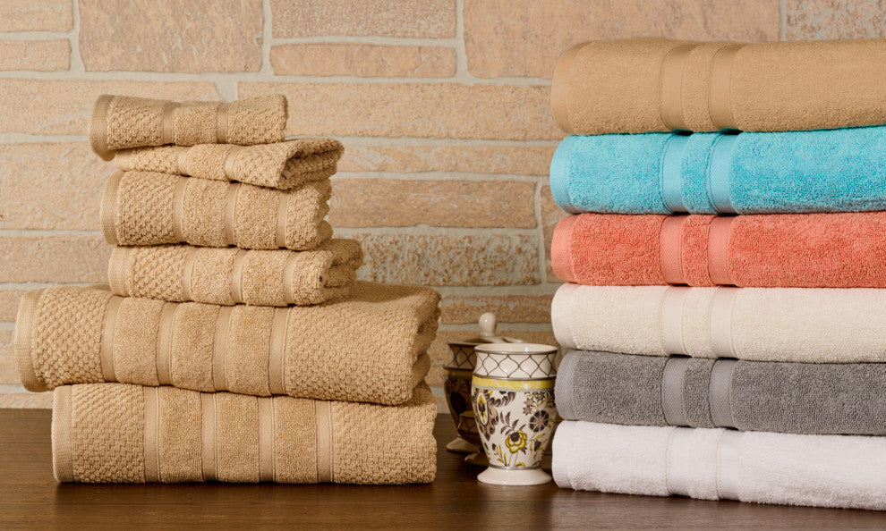 Bibb Home 6pc Oversized Solid Towel Set, Linen