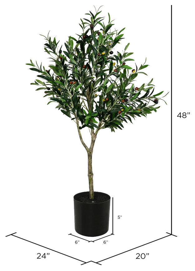Vickerman 48" Artificial Green Olive Tree in Black Planters Pot