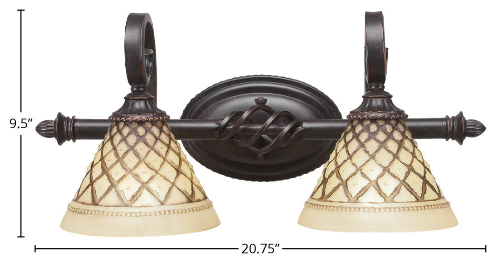 Elegante 2-Light Bath Bar, Chocolate Icing