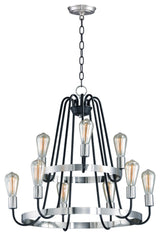 Maxim Haven 9-Light Multi-Tier Chandelier 11737BKSN, Black/Satin Nickel