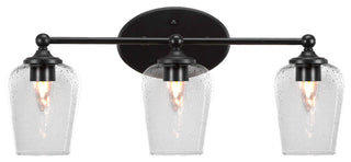 Capri 3-Light Bath Bar, Matte Black/Clear Bubble