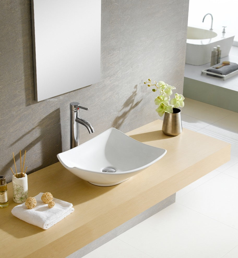 Fine Fixtures White Vitreous China Modern Vessel Sink