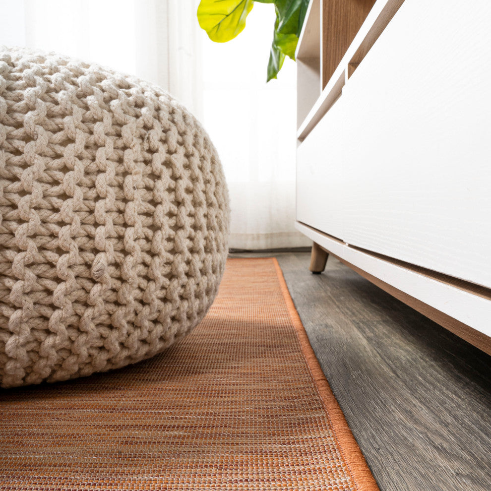 Ethan Modern Flatweave Solid, Orange, 9 X 12