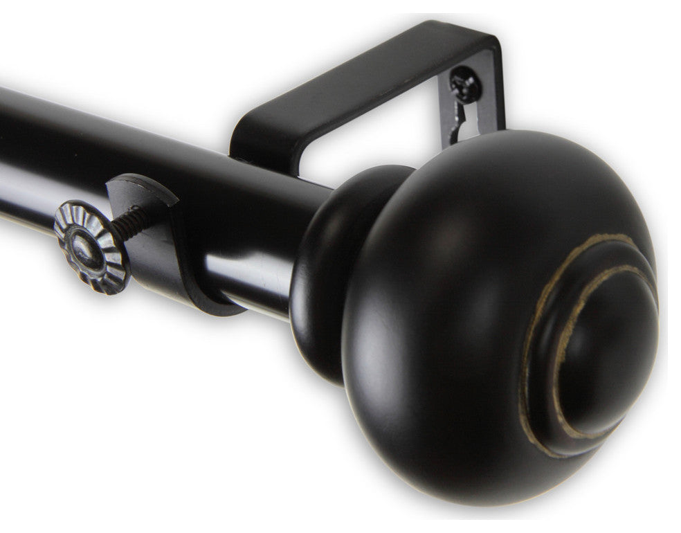 Bedpost 1" Curtain Rod, Black, 28"-48"