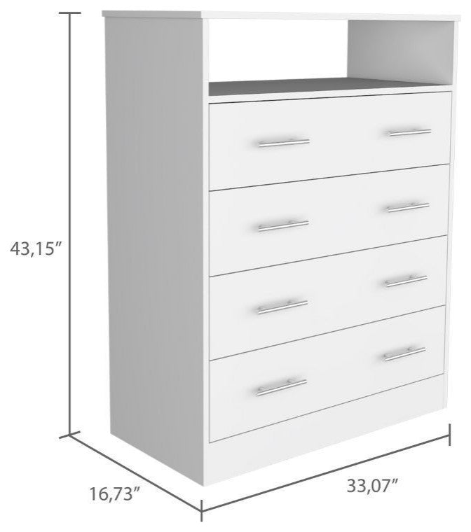 Serbian Four Drawer Dresser, White