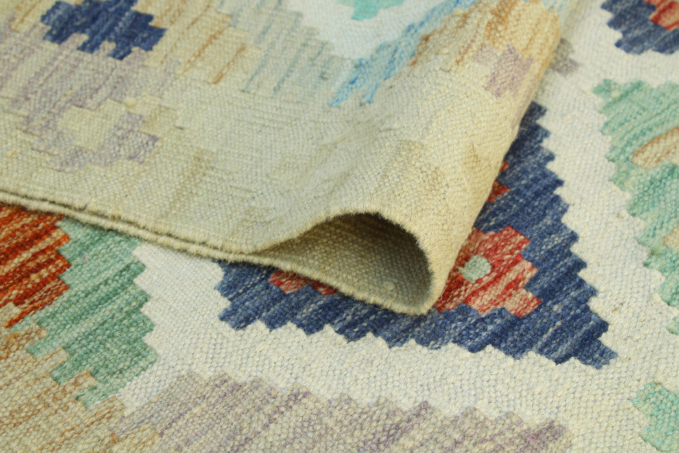 Sun Faded Flatweave Nye Beige/Navy Rug, 5'8x8'0