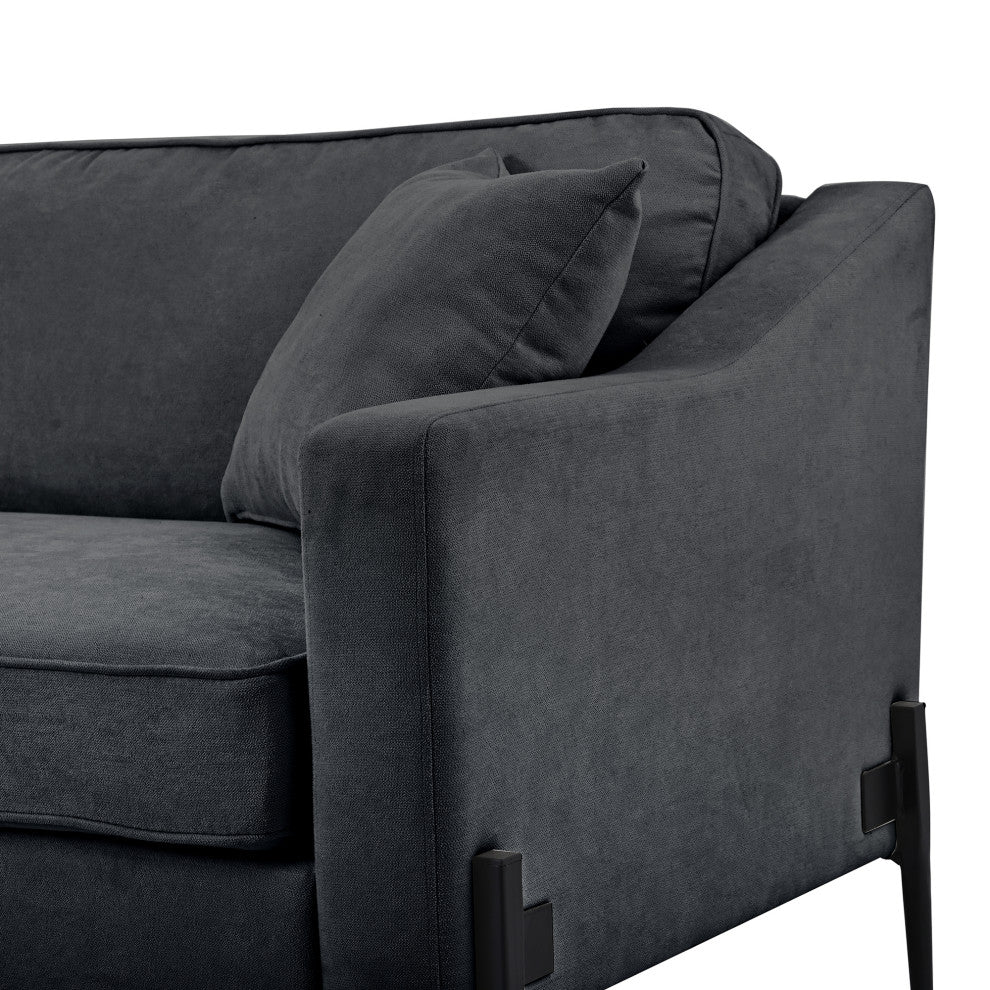81 Inch Polyester Modern Loveseat Sofa with Two Pillows, Grey