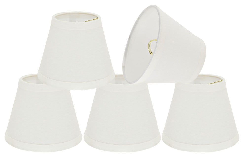 32059-5 Small Hardback Empire Chandelier Clip On Lamp Shade Off White 3"x5"x4"
