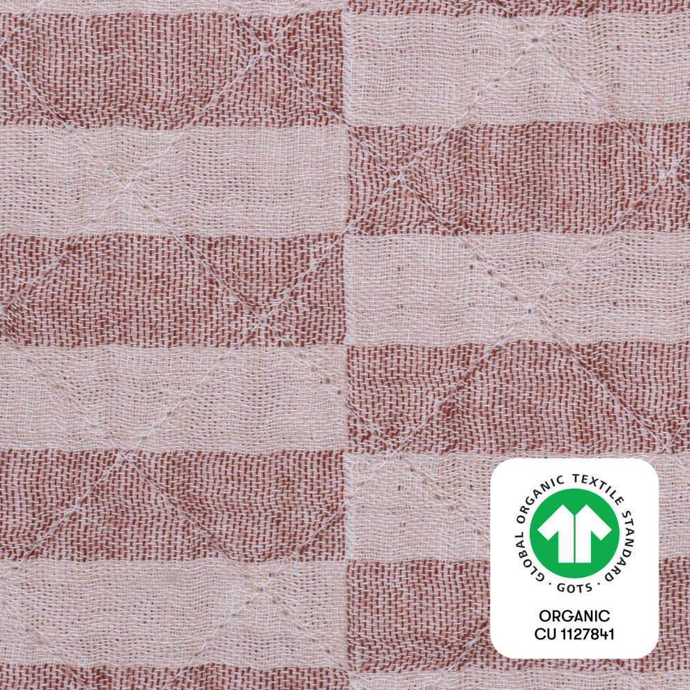 Quilted Changing Pad Cover, GOTS Certified Organic Muslin Cotton, Maroon Stripe