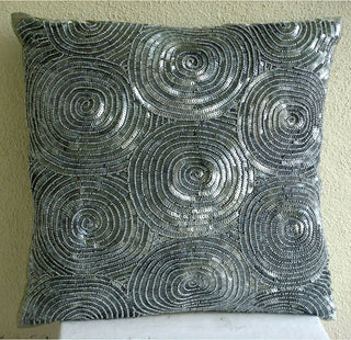 Euro Pillows Silver Euro Deco Pillow Art Silk 24x24 Sequins, All Eyes On Silver