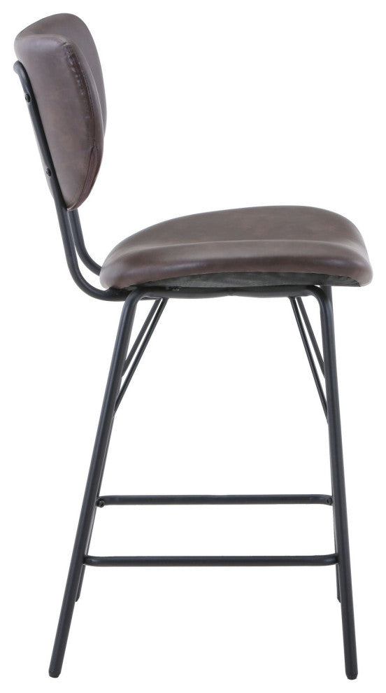 Owen Faux Leather Split-Back Counter Height Barstool (Set of 2) - Dark Brown