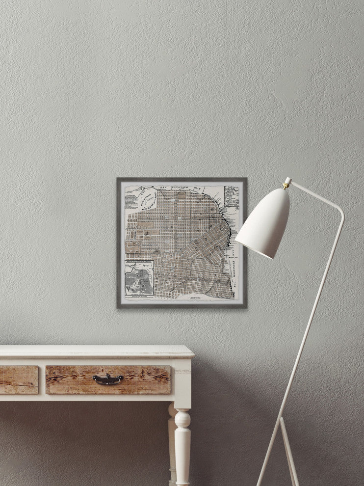 "Vintage Map of San Francisco" Framed Painting Print, 32x32