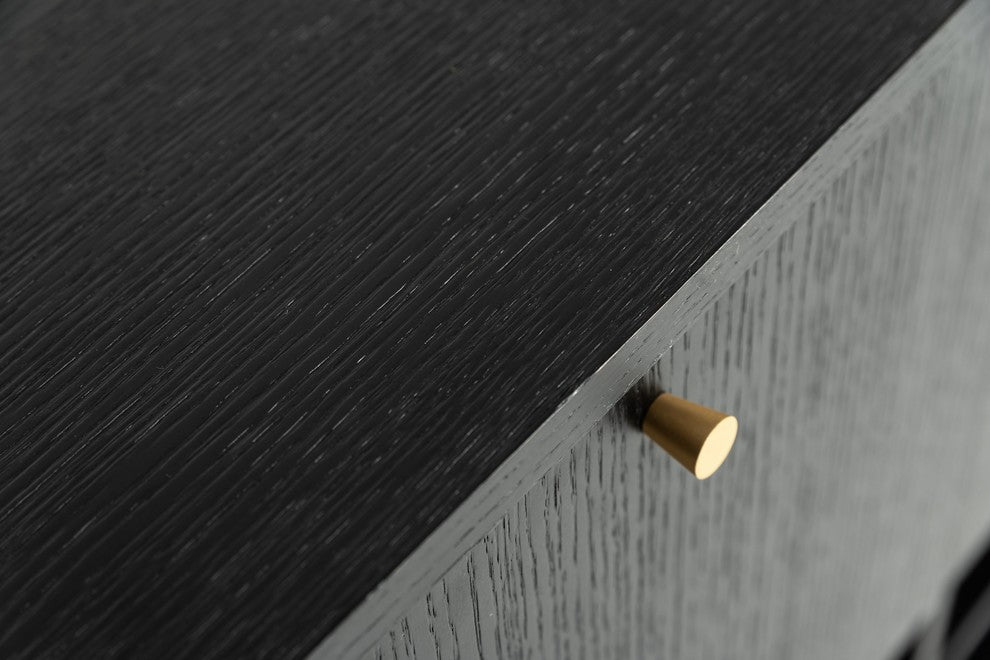 Modrest Billy Modern Black Oak and Gold Tall Buffet
