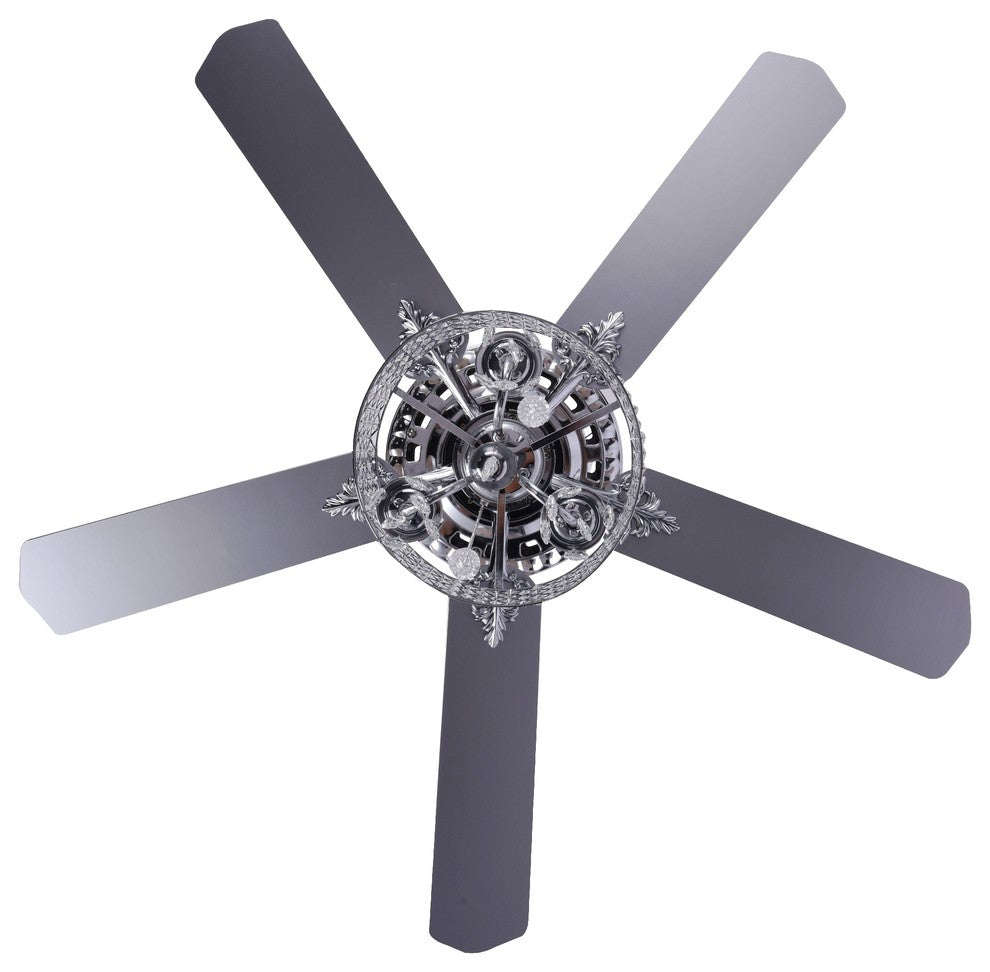 52" Chrome Crystal Ceiling Fan with Crystal Drum Shade, Reversible, Chrome