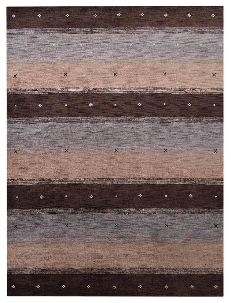 HAND KNOTTED LOOM WOOL ECO-FRIENDLY AREA RUGS  - Brown Beige,Contemporary