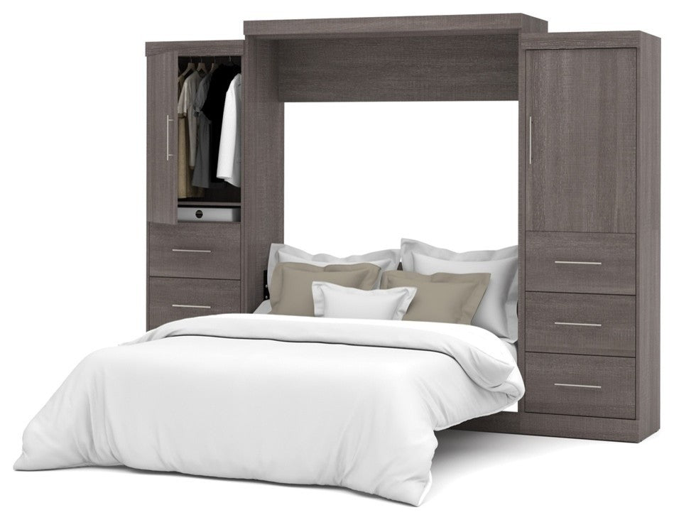 Bestar Nebula By Bestar 115 Queen Wall Bed Kit, Bark Gray