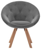 Button Tufting Splayed Wood Legs Accent Chair, Light Grey