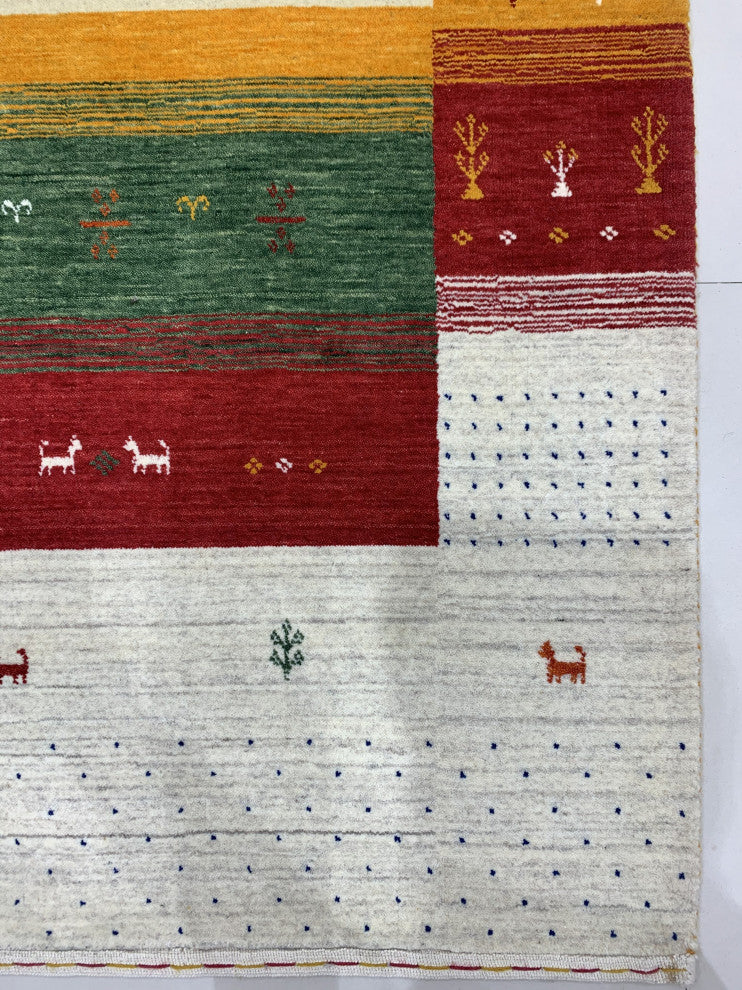 Ivory Transitional Modern Gabbeh Area Rug
