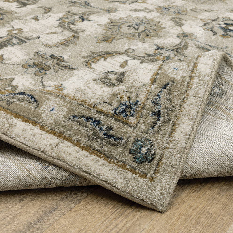 Vander Traditional Oriental Power-Loomed Area Rug, Beige/Gold, 6'7"x9'2"