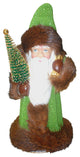 Schaller Paper Mache Candy Container- Santa Beaded Green Coat