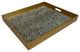 Reverse Painted Mirror Tray in Gold Foil Dots, Large