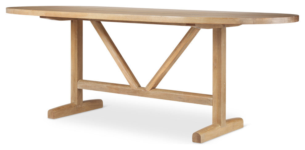 Viktor 84"L Light Brown Solid Wood Dining Table