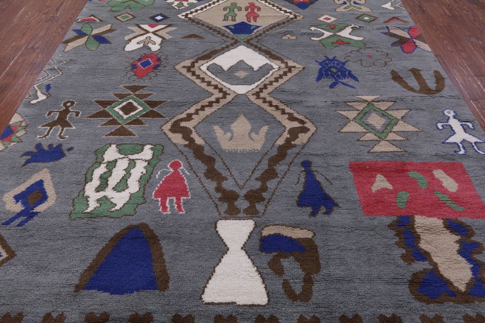 9' 1" X 12' 2" Moroccan Hand Knotted Wool Rug - Q13100