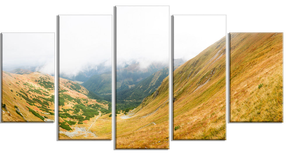 "View From Volovec At Tatras" Landscape Wall Art Canvas Print, 5 Panels, 60"x32"