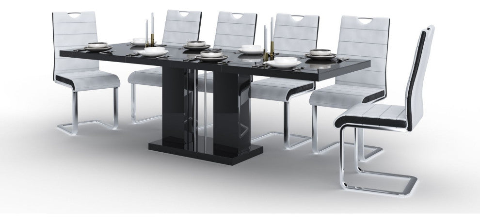 MINOSA Dining Set, Black/White
