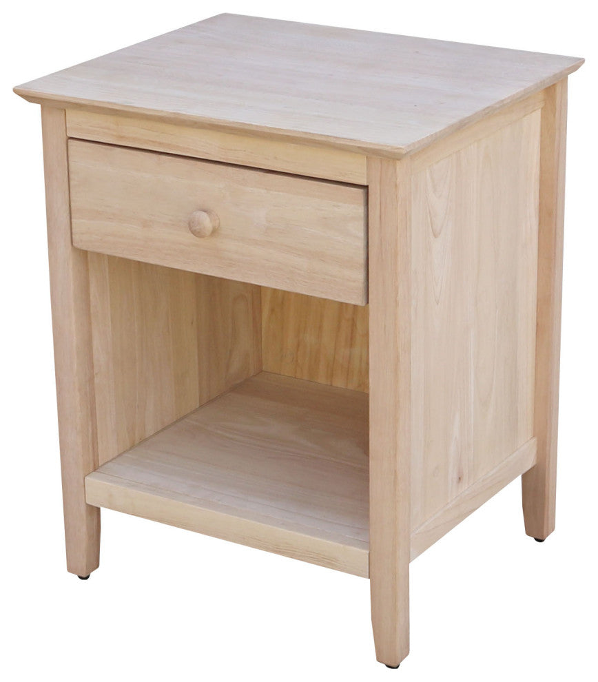 Solid Wood Nightstand With 1 Drawer