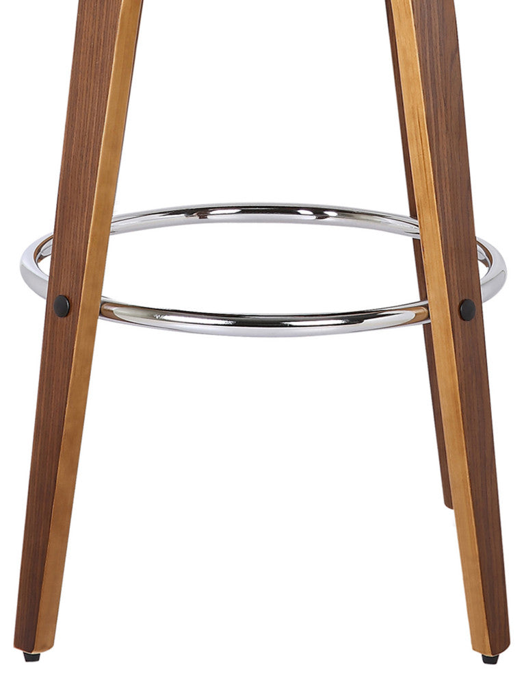Brown Faux Leather Modern Walnut Wooden Bar Stool