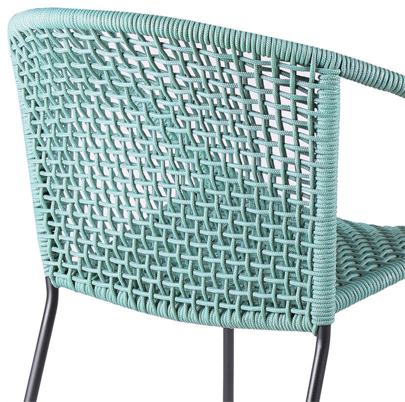 Snack Indoor Outdoor Stackable Steel Dining Chair, Set of 2, Wasbi