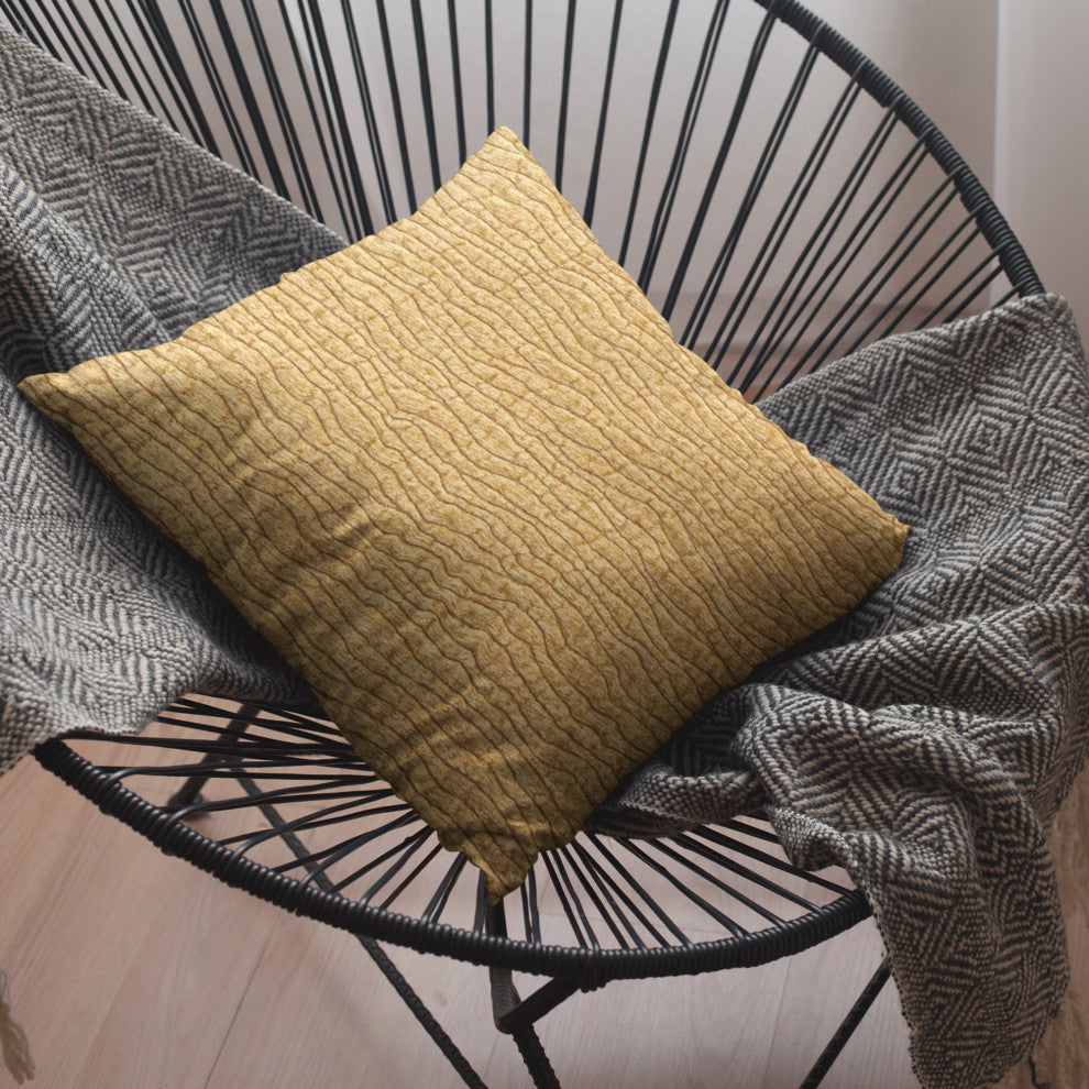Plutus Yellow Desert Lines Luxury Throw Pillow, Yellow, 22" x 22"