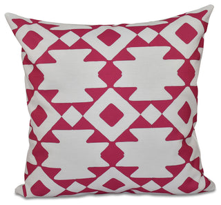 Geometric Decorative Pillow, Fushia, 18"x18"