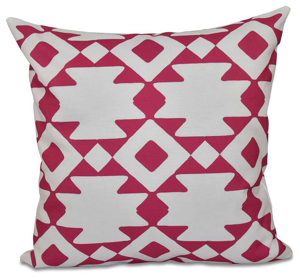 Geometric Decorative Pillow, Fushia, 18"x18"