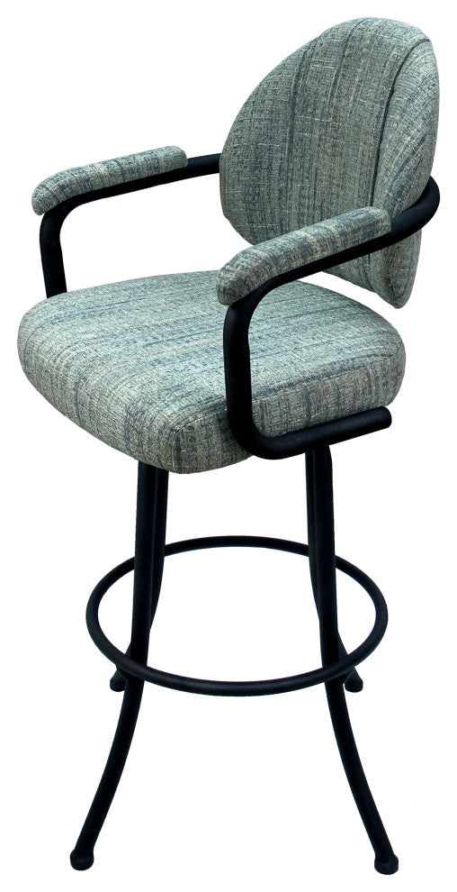 Swivel Counter Metal Pub Set - M-70 Stools 26" or 30", Watusi Aquatint - Black, 30", Crackle Glass